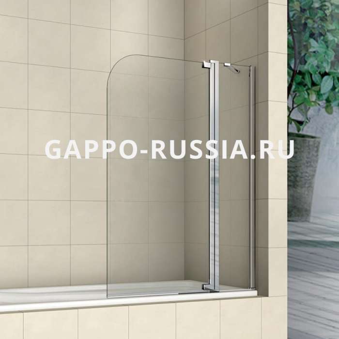 G406.1.80 Штора на ванну 30+50х140 GAPPO распашная прозрачное стекло 8мм