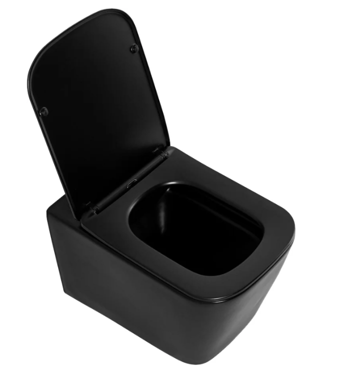 Унитаз подвесной безободковый с креплением BelBagno ARDENTE-C черный матовый с сиденьем микролифтом BB3202CHR-MB (2 части)
