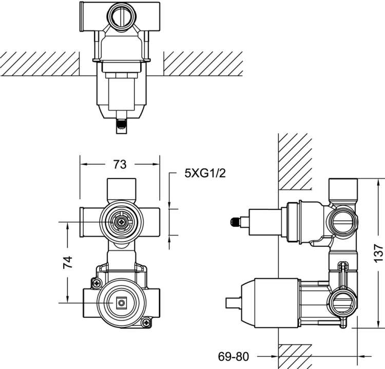 Bravat Скрытая часть встраиваемого смесителя (2-функц) D982CP-A-ENG