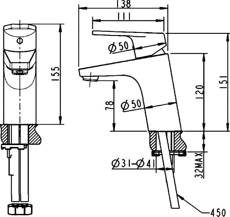 Bravat Line Смеситель для умывальника F15299C-1