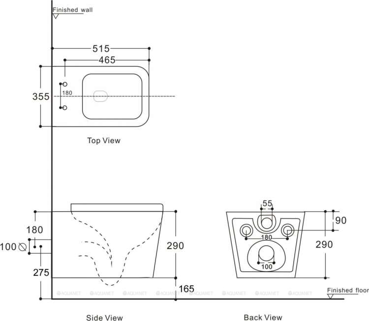 Унитаз подвесной Aquanet Rimless Tavr 2.0 W с сиденьем микролифт
