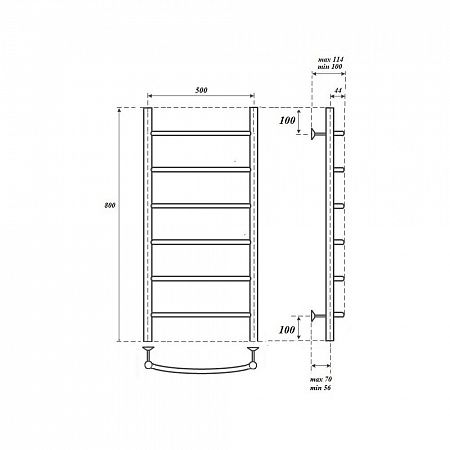 Полотенцесушитель водяной Point Афина PN04158BR П6 500x800, бронза