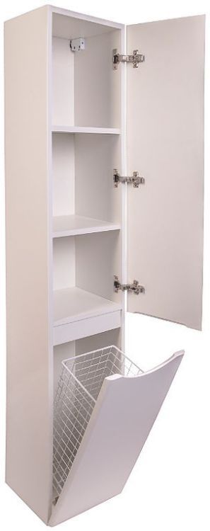 Шкаф пенал Style Line Бергамо 30 R СС-00002329 с бельевой корзиной Белый антискрейтч
