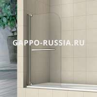 G403.1.90 Штора на ванну 90х140 GAPPO с полотенцедержателем распашная прозрачное стекло 8мм