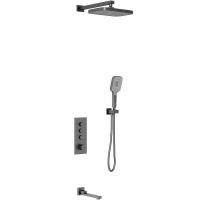 Душевой комплект VINCEA VSFW-433T1GM встраиваемый, термостатический, 3 режима, вороненая сталь