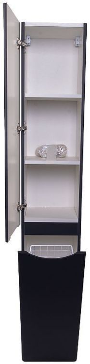 Шкаф пенал Style Line Бергамо 30 L СС-00002328 с бельевой корзиной Черный антискрейтч