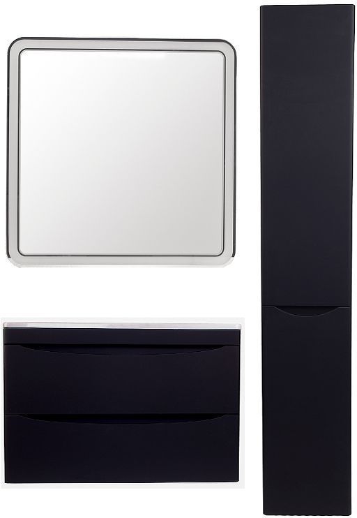 Шкаф пенал Style Line Бергамо 30 L СС-00002328 с бельевой корзиной Черный антискрейтч