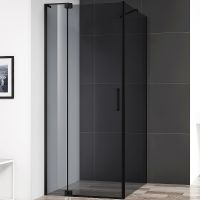 Душевой уголок Cezares Slider 80x90 SLIDER-AH-1-90-70/80-GRIGIO-NERO профиль Черный матовый стекло с