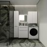 Шкаф пенал Style Line Марелла 30 L Люкс Plus СС-00002428 с бельевой корзиной Белый глянец антискрейт