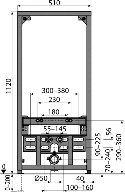 Система инсталляции для биде AlcaPlast A105/1120 цвет черный, 51x19.5x112 см купить в Москве по цене 21 826 руб.