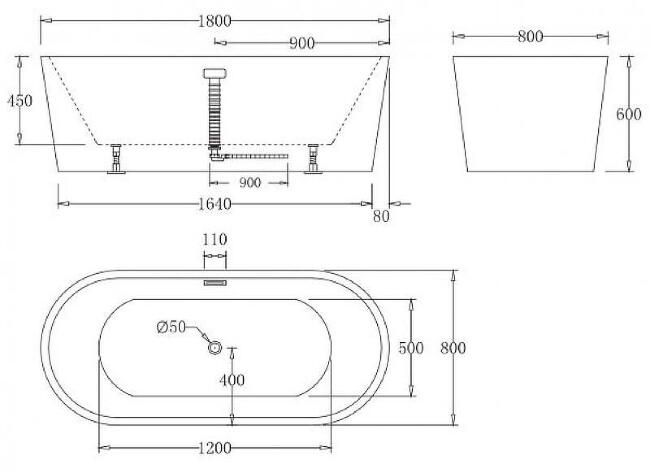 Акриловая ванна BelBagno 180x80 BB71-1800-BIANCO без гидромассажа купить в Москве по цене 0 руб.