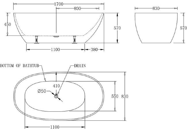 Акриловая ванна BelBagno 170x83 BB80-1700-W0 без гидромассажа купить в Москве по цене 0 руб.