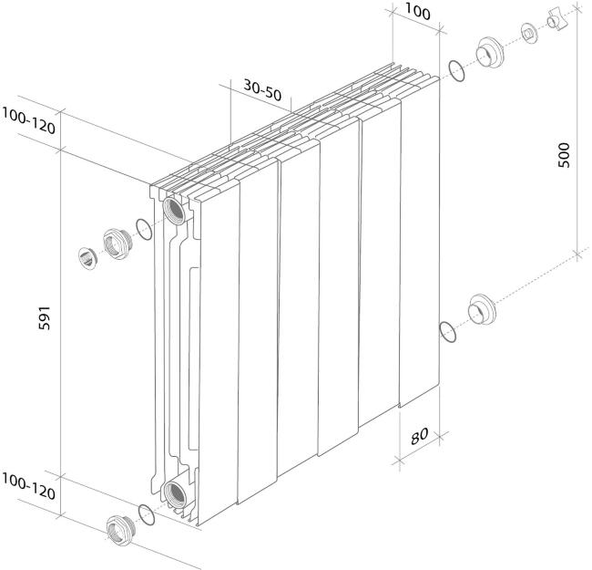 Радиатор Royal Thermo PianoForte 500 Silver Satin - 8 секц.  RTPNSS50008 купить в Москве по цене 13 760 руб.