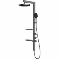 Душевая стойка VINCEA Inspire VSFS-3I11GM с Излив VINCEAом, 30см верх душ, вороненая сталь