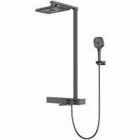 Душевая стойка VINCEA Inspire VSFS-3I13TGM термостатическая с Излив VINCEAом, вороненая сталь