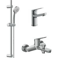 Комплект Cersanit FLAVIS: 3 в 1 смес. для ванны FLAVIS смес. для раковины FLAVIS душ. стойка VIBE