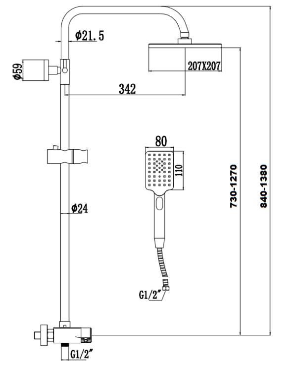 Душевая стойка Savol S-601144 хром