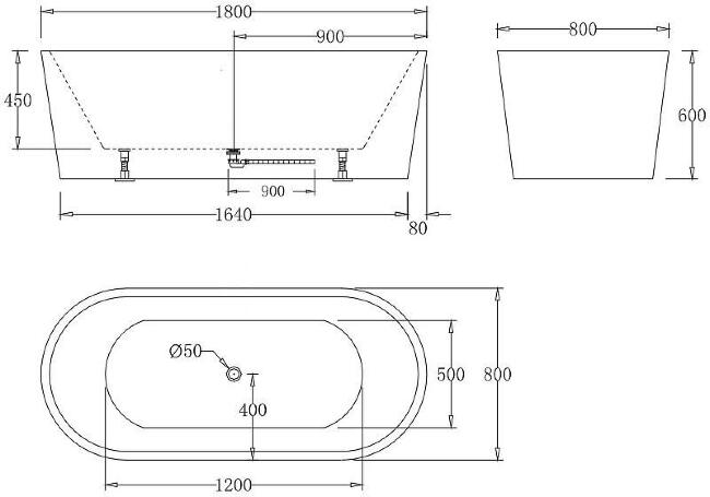 Акриловая ванна BelBagno 180x80 BB71-1800-NERO-W0 Черная Белая без гидромассажа купить в Москве по цене 0 руб.