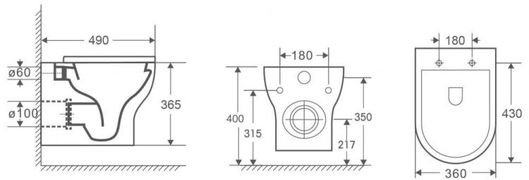 Унитаз подвесной безободковый OWL Tid Cirkel-H OWLT190701 с сиденьем DP микролифт