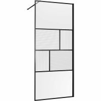 Душевая перегородка VINCEA Walk-In VSW-1HC900CFB, 900*2000, черный, стекло прозрачное/рифленое
