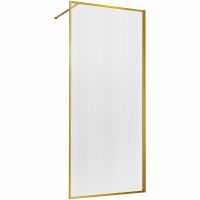 Душевая перегородка VINCEA Walk-In VSW-1HP100FLBG, 1000*2000, брашированное золото, стекло рифленое