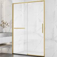 Душевая дверь Vincea Slim Soft 110 VDS-1SS110CLG профиль Брашированное золото стекло прозрачное