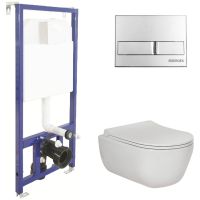 Комплект BERGES: инсталляция NOVUM, кнопка L3, унитаз EGO XL Rimless, сиденье дюропласт Toma Slim SO, микролифт, быстросъемное