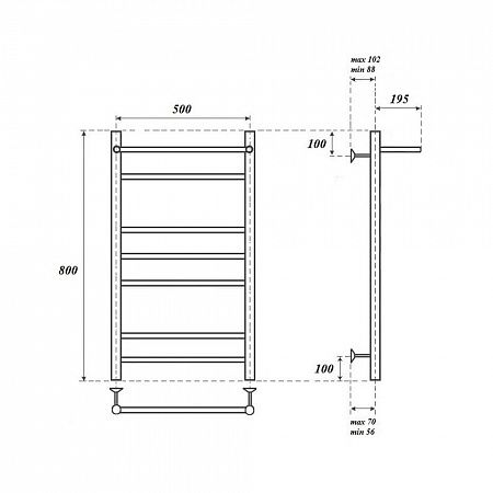 Полотенцесушитель водяной Point Аврора PN10158P П6 500x800 с полкой, хром