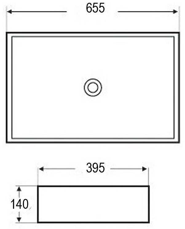 Раковина AZARIO накладная прямоугольная 65,5*39,5*14,5, белая (AZ-416)
