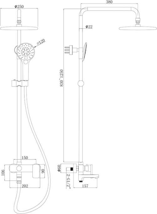 Bravat Душевая колонна со смесителем для ванны F6336370CP-A-RUS