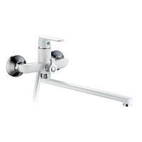 Смеситель для ванны HAIBA HB22804, длинный излив, латунь, белый/хром