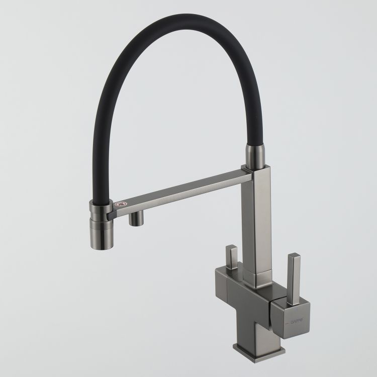 Смеситель для кухни с гибким изливом Gappo G4395-59 оружейная сталь
