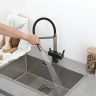 Смеситель для кухни с гибким изливом Gappo G4395-59 оружейная сталь