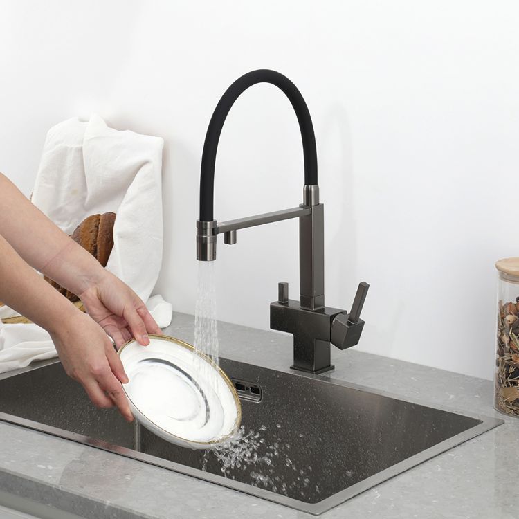Смеситель для кухни с гибким изливом Gappo G4395-59 оружейная сталь