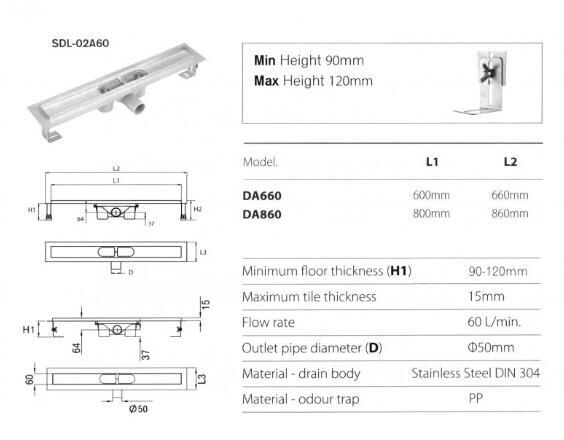 ТРАП GLLON GL-SDL-02A60-DA860+FA800 хром купить в Москве по цене 4 600 руб.