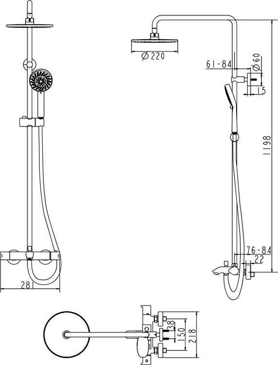 Bravat Waterfall Душевая колонна с термостатическим смесителем для ванны F639114C-A-RUS