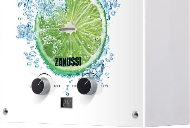 Колонка газовая Zanussi GWH 10 Fonte Glass Lime купить в Москве по цене 10 990 руб.
