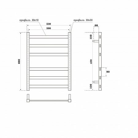 Полотенцесушитель водяной Point Меркурий PN83156B П6 500x600, черный