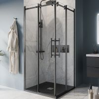 Душевой уголок BelBagno Marino 90x90 MARINO-A-2-90-C-NERO профиль Черный матовый стекло прозрачное